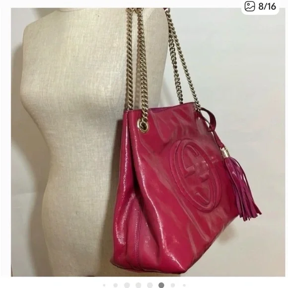 Gucci Fuchsia Patent Leather Soho Shoulder Bag